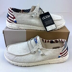 HEY DUDE WENDY OFF WHITE PATRIOTIC 121410184 US Women's Sz 12